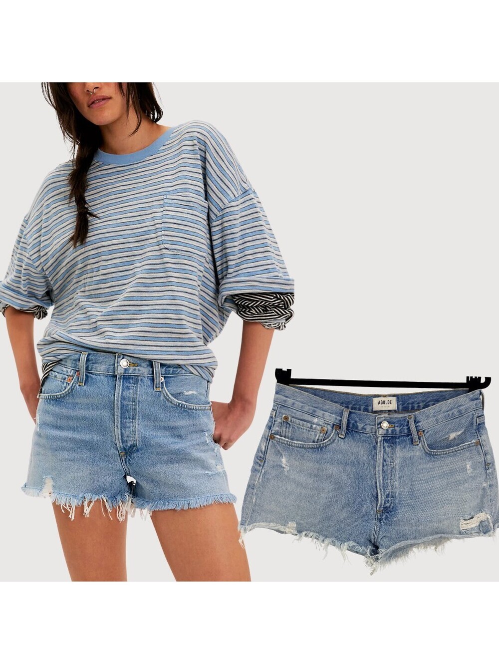 AGOLDE Parker Vintage Cut Off Denim Shorts Distressed 30